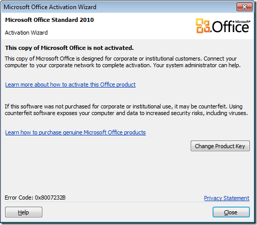 key code for microsoft office 2010