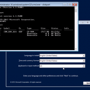 Diskpart within Windows Setup Hyper-V