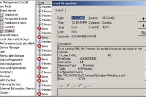 IIS Config Errors and Event ID 4275 Exchange 2003