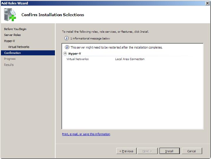 Hyper-V Role Installation, image 6 of 8