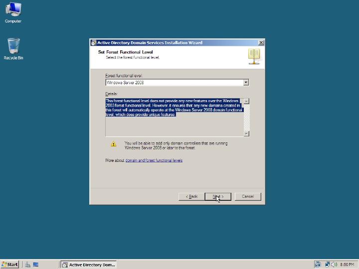Windows Server 2008 - Install Domain Controller Role, image 8 of 17