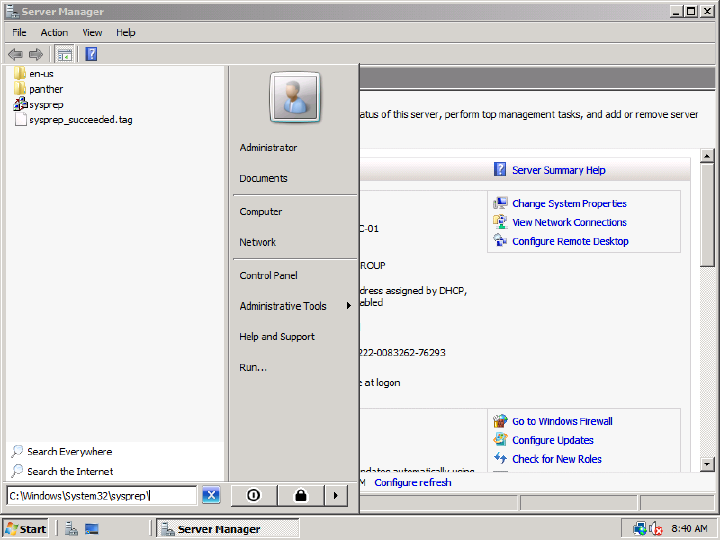 Windows Server 2008 - Sysprep for a virtual machine template, image 1 of 7