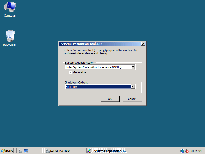 Windows Server 2008 - Sysprep for a virtual machine template, image 2 of 7
