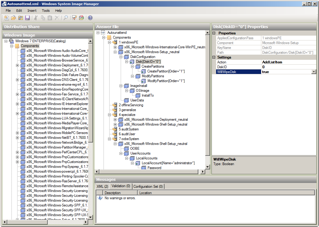Windows System Image Manager Autounattend.xml