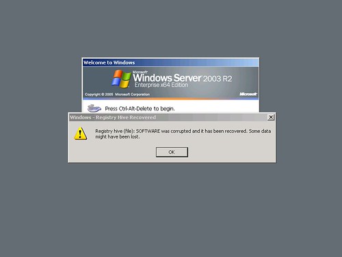 Windows Server 2003 Registry Hive Recovered