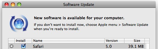Safari 5 update