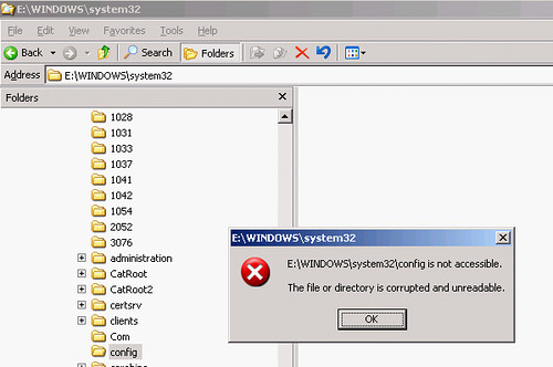 Windows System32 config is not accessible