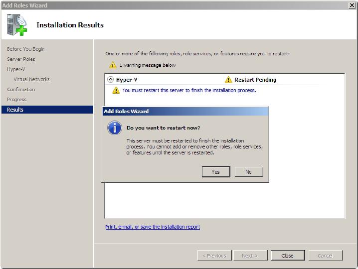 Hyper-V Role Installation, image 7 of 8