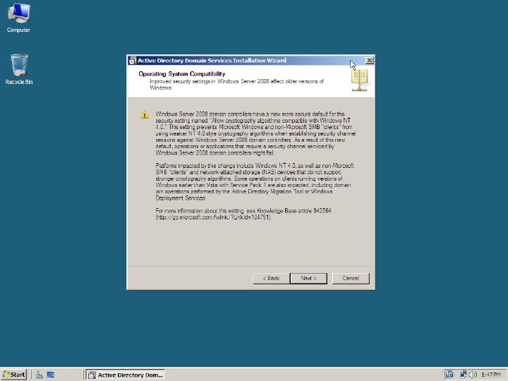 Windows Server 2008 - Install Domain Controller Role, image 4 of 17