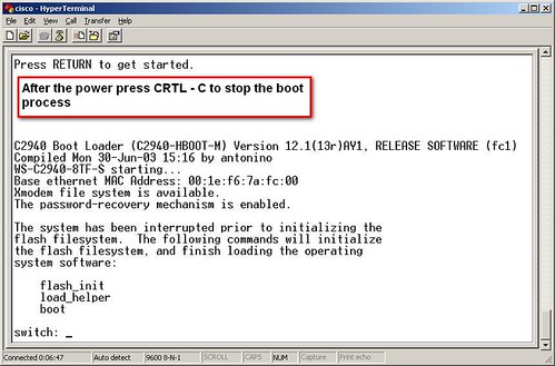 Cisco Switch 2940 Password Reset Step1